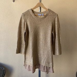 Kim Rodgers gold knit layer sweater Sz L